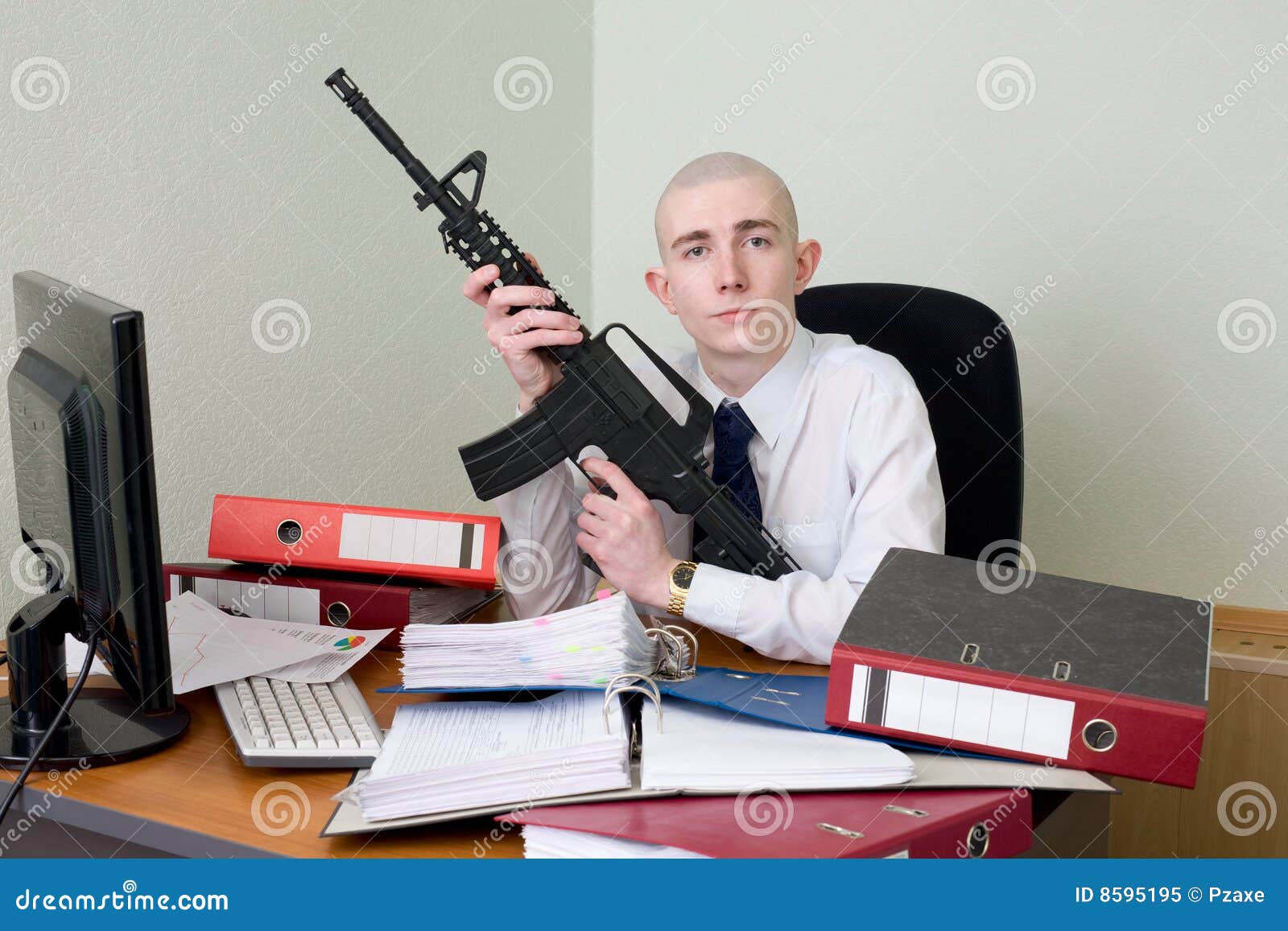 Accountant Armed With A Rifle Royalty Free Stock Photo Image 8595195