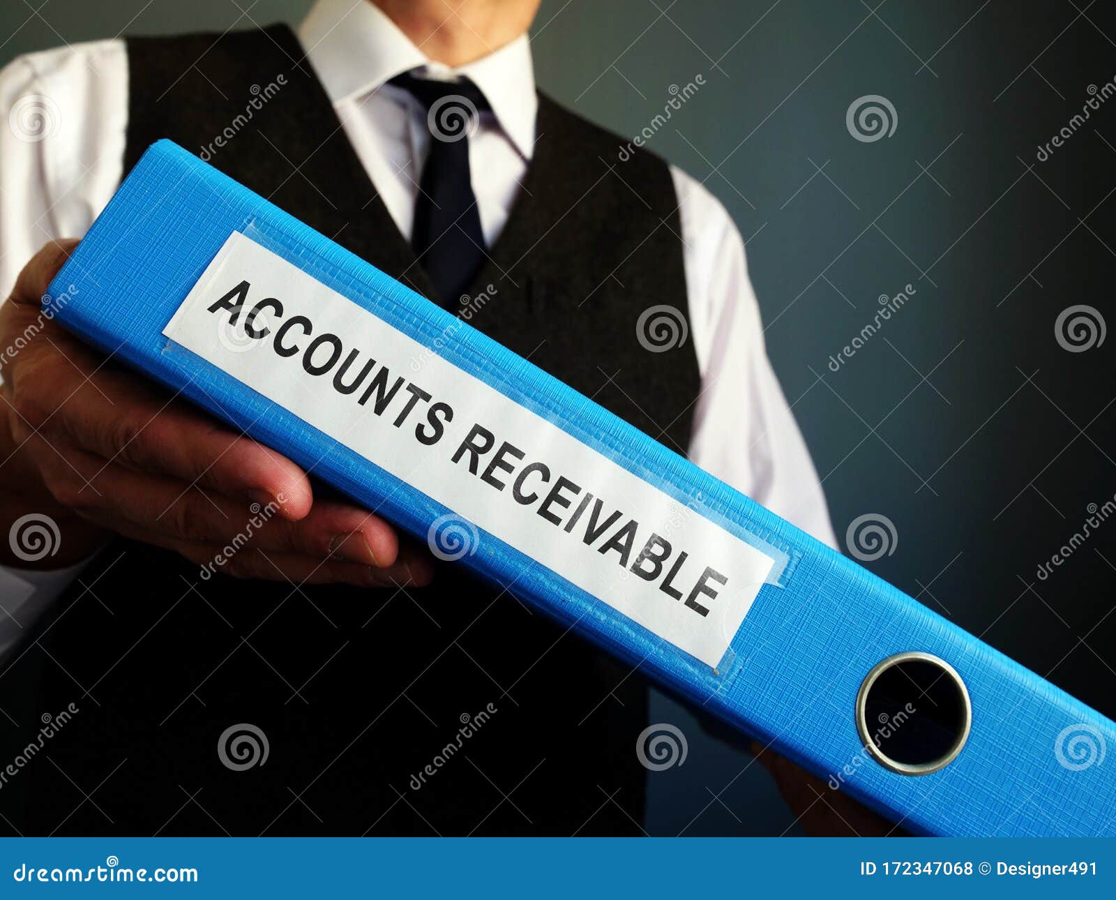 Accountant is Holding Accounts Receivable in the Folder Stock Photo