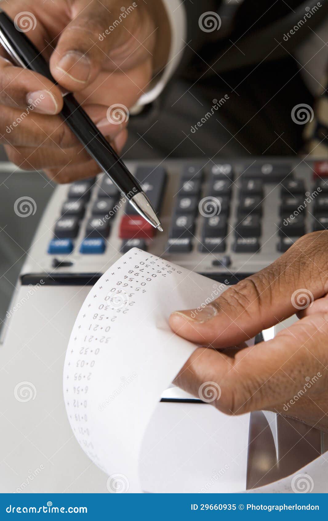 Accountant Reading Adding Machine Tape Stock Image Image of printout