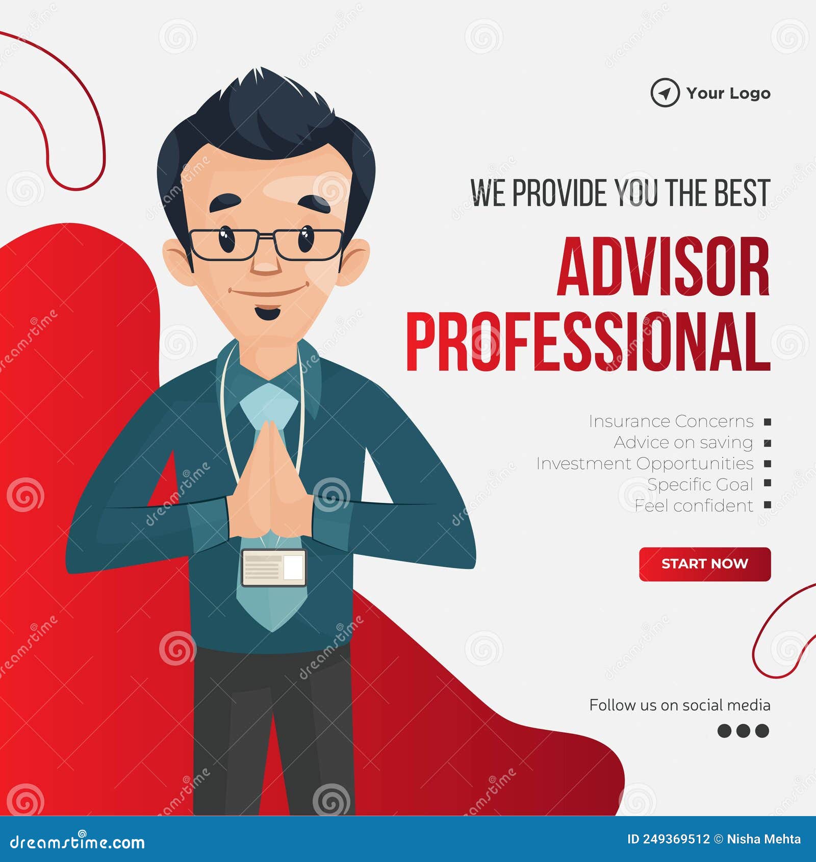 Best Advisor Professional Banner Design Template Stock Vector
