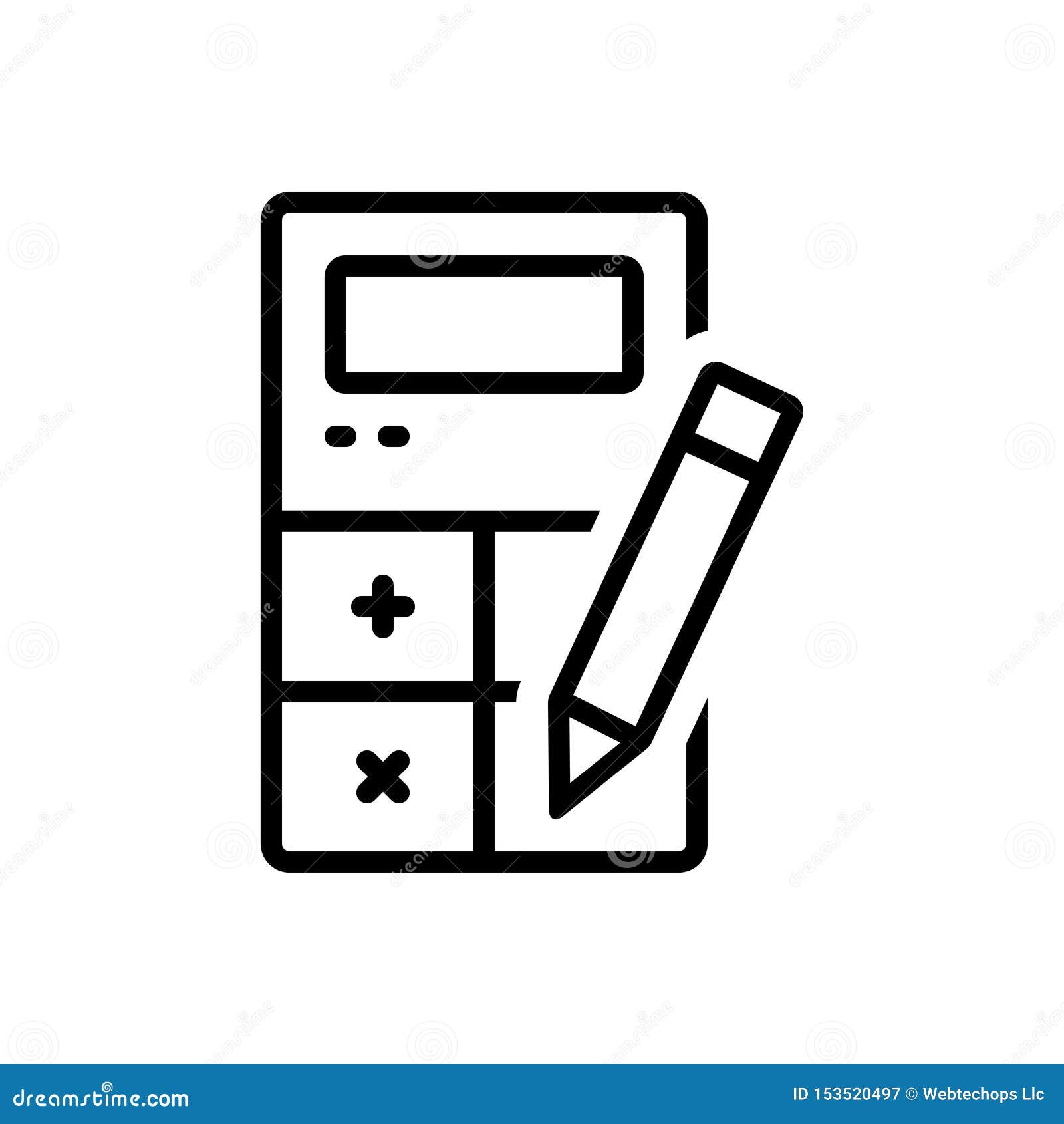 Black Line Icon For Accounting Calculation And Receipt Stock