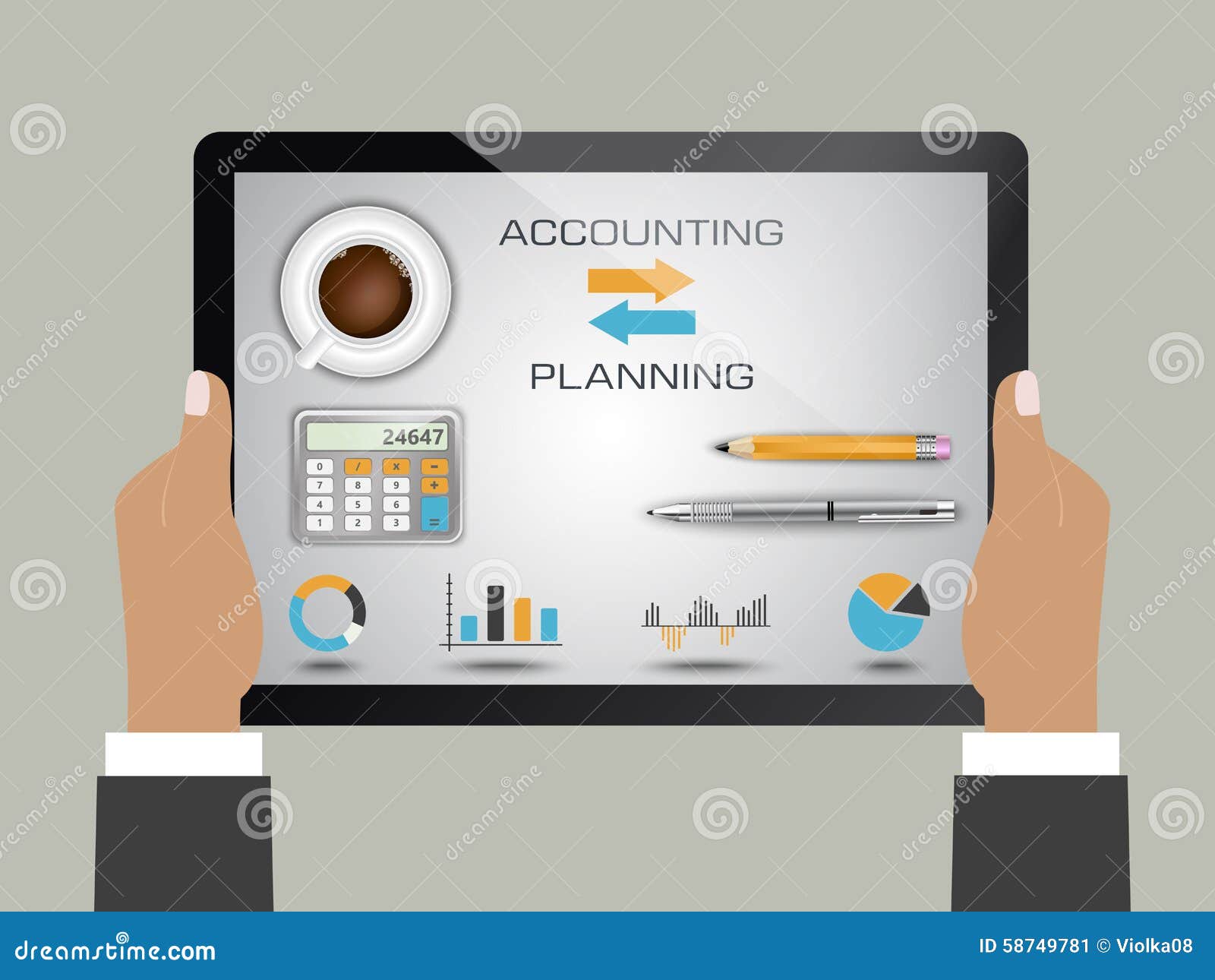 Accounting and planning stock illustration. Illustration of info 58749781