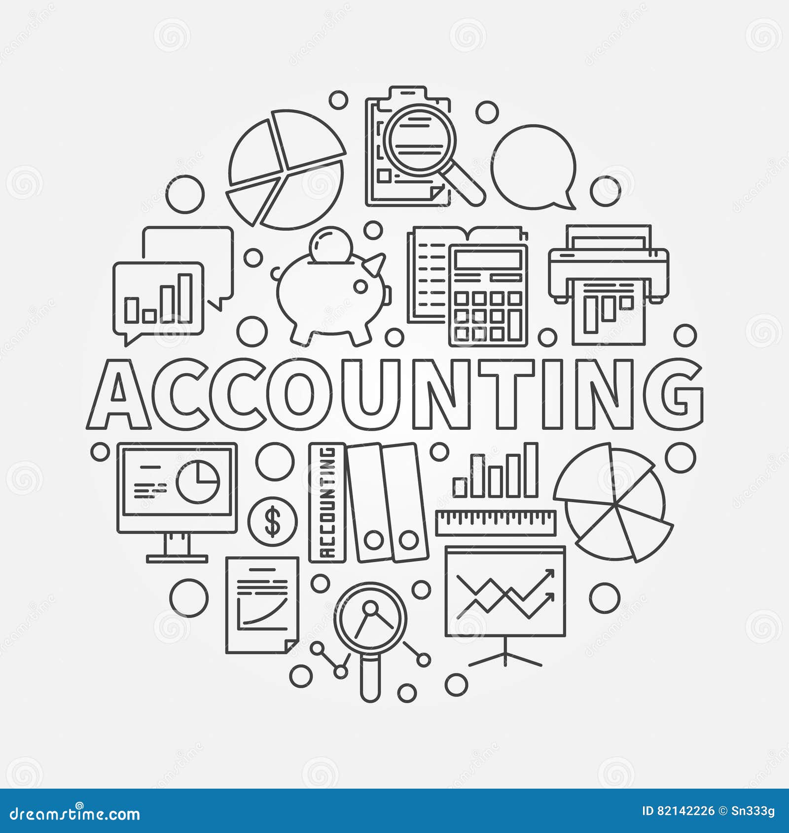 Accounting Round Linear Illustration Stock Vector Illustration of