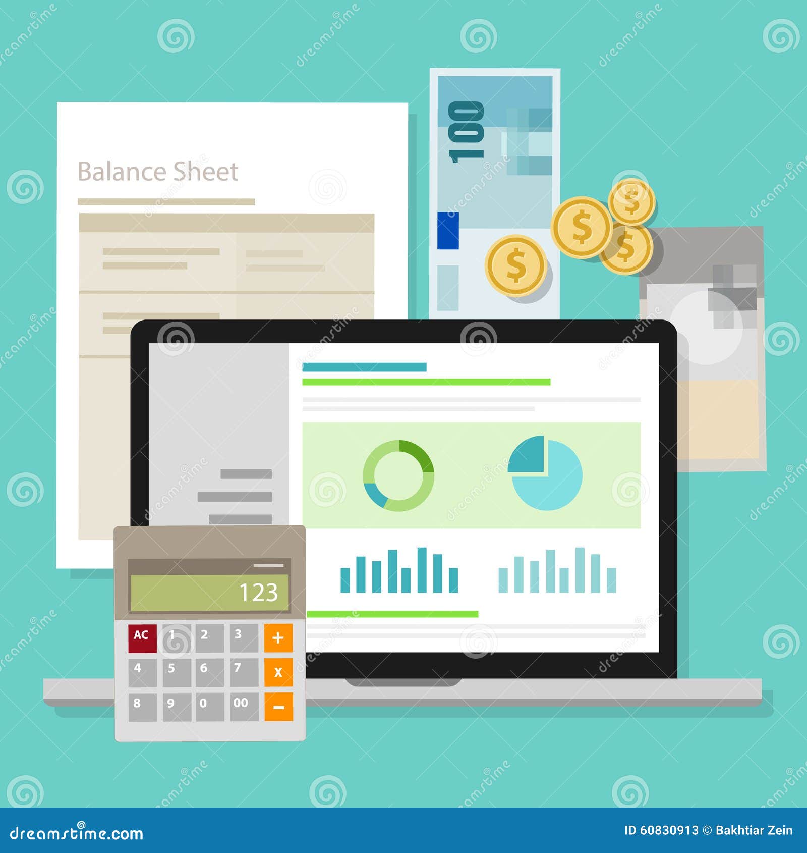 Accounting Software Balance Sheet Money Calculator Application Laptop