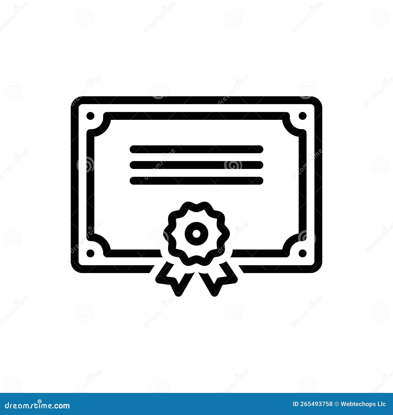 black line icon for accreditation, certificate and award