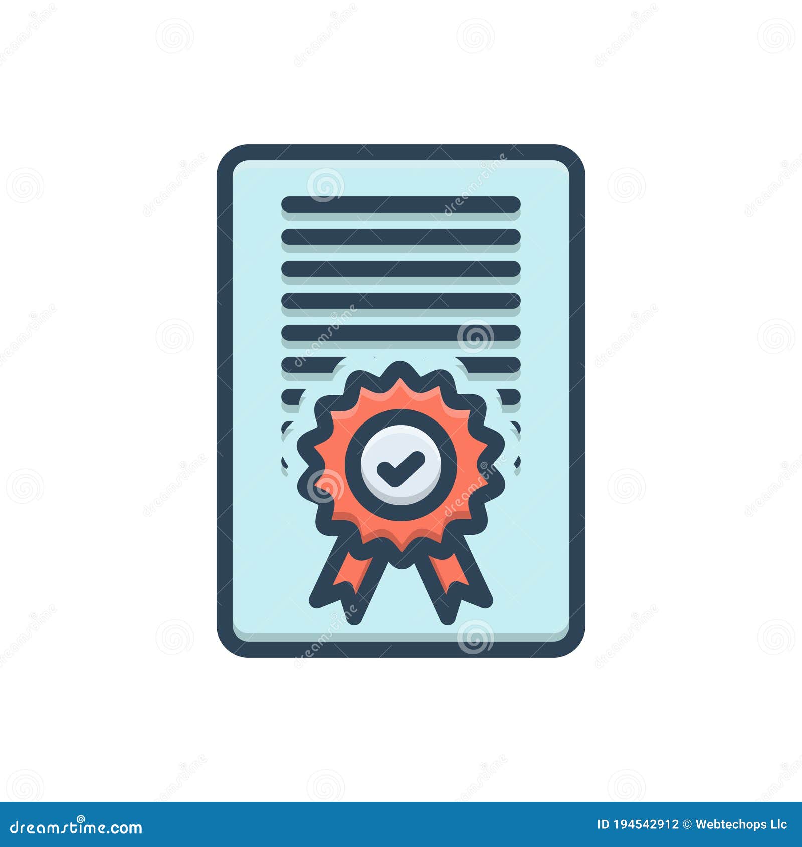Color Illustration Icon for Accreditation, Certificate and Diploma