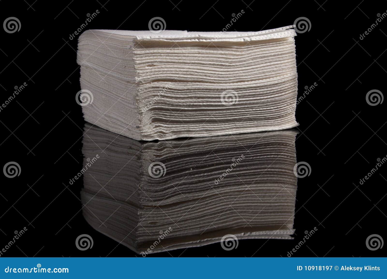 Accurate pile. Pile of napkins with reflection