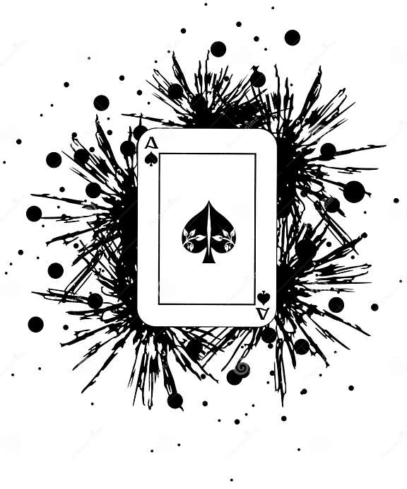 Ace Card on Black Background Isolated Stock Illustration - Illustration