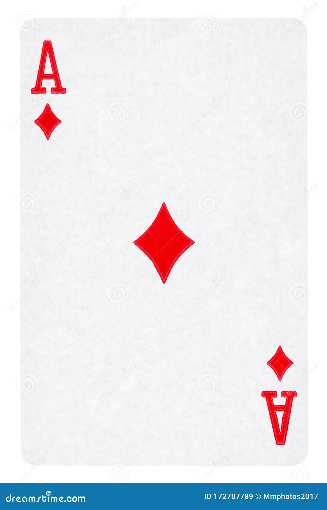 ace of diamonds playing card  on white