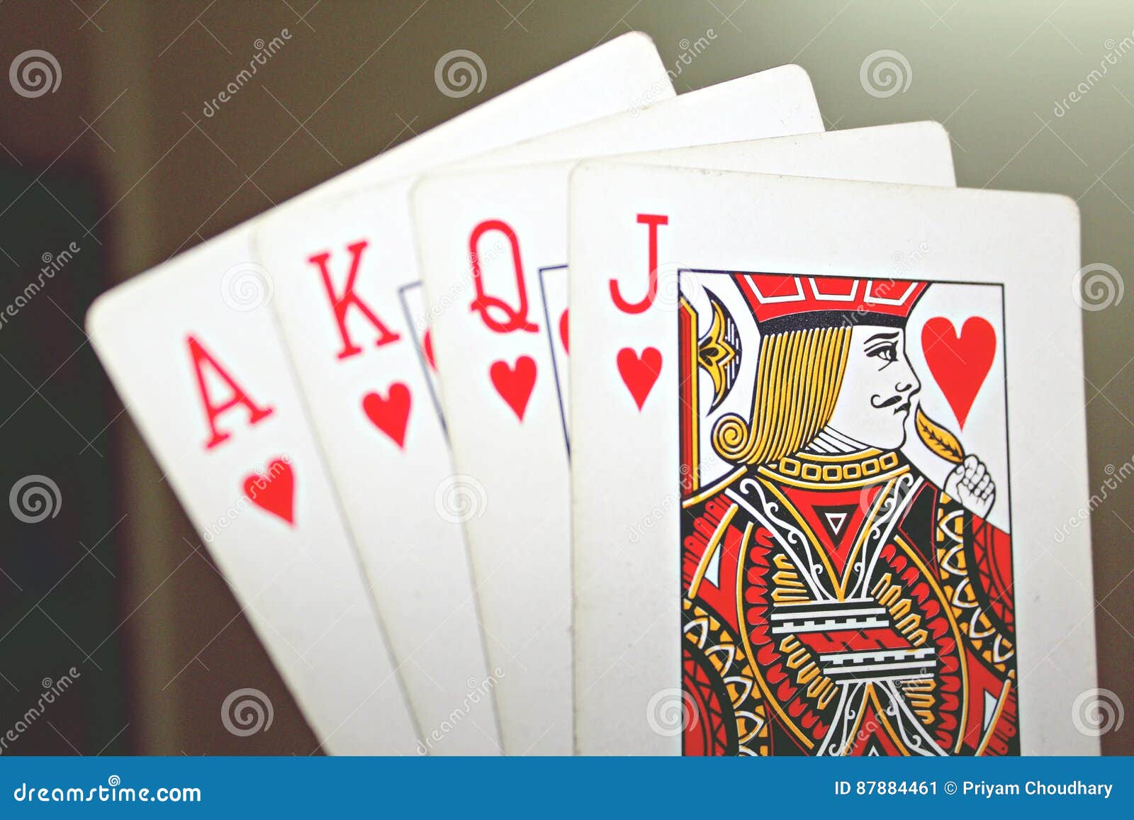 Ace, King, Queen, Jack of Heart High Cards in a Row Stock Image - Image of  arranged, heart: 87884461