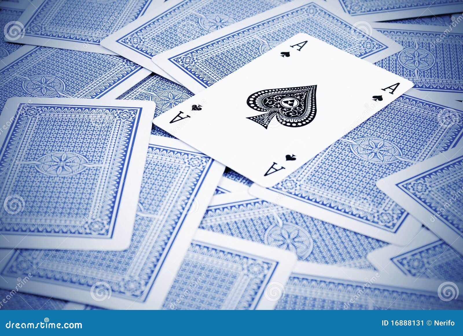 Ace of Spades Open Card Laying on a Scattered Face Down Cards Stock Image Image of play