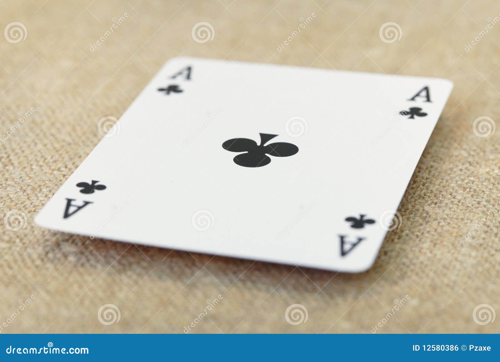 Ace of Spades Lies on Table Covered with Fabric Stock Photo Image of