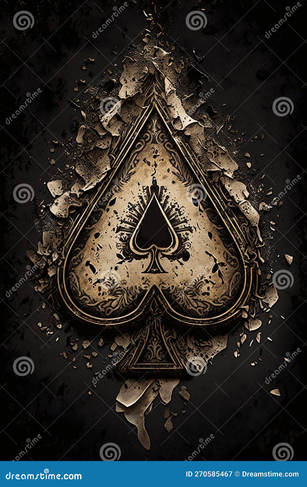 Ace of Spades. Playing Card Vintage Style. Casino and Poker. Modern Art and  Antique Background Stock Illustration - Illustration of deco, retro:  270585467