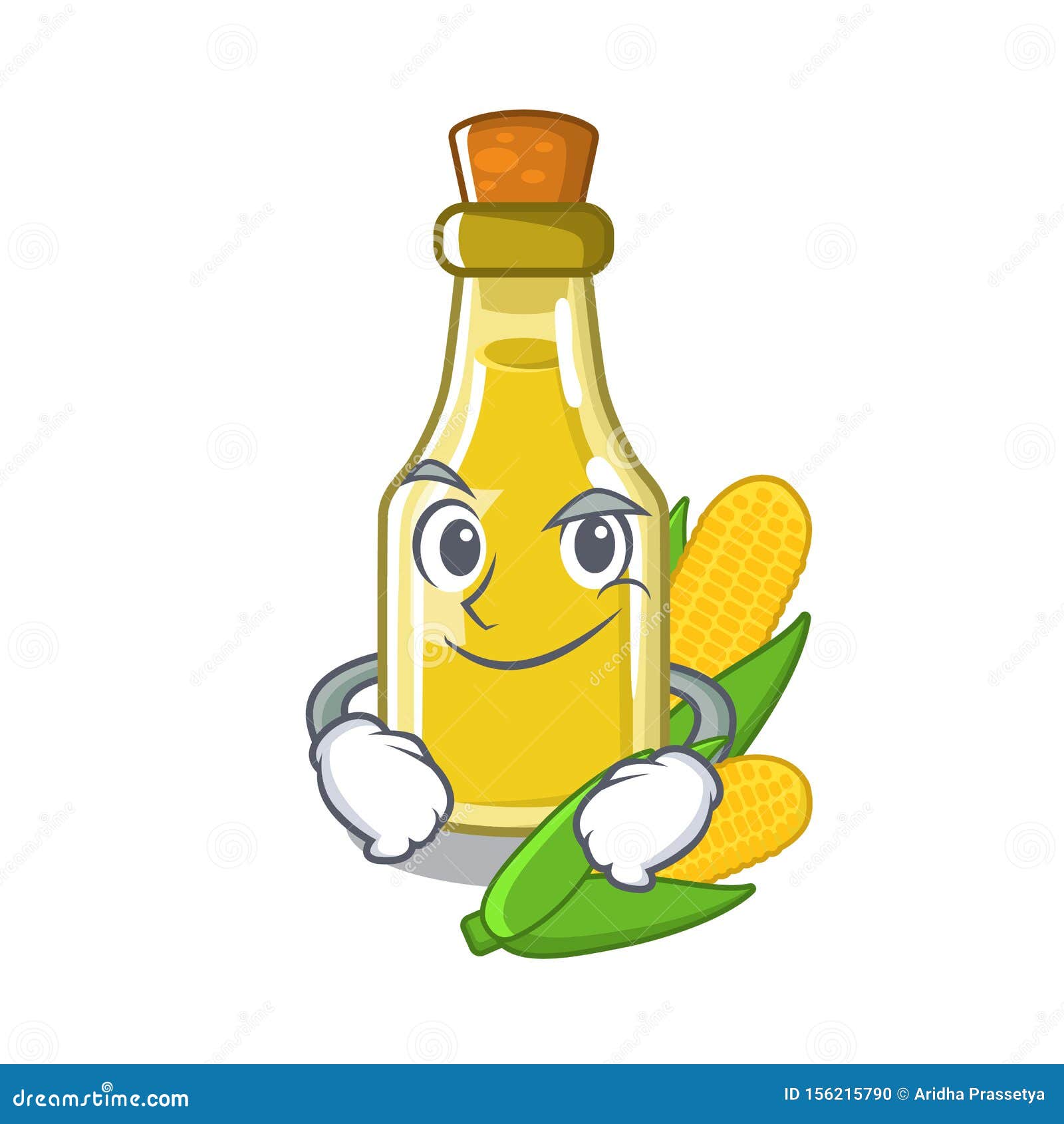 Aceite De MaÃz Sonriente Puesto En Botellas De Dibujos Animados Ilustración  del Vector - Ilustración de hojas, cristal: 156215790