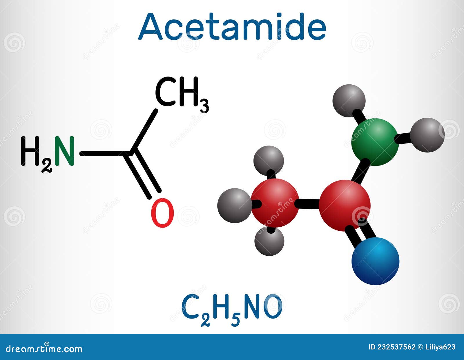acetamide, ethanamide molecule. it is a monocarboxylic acid amide, used as plasticizer in the processes of obtaining