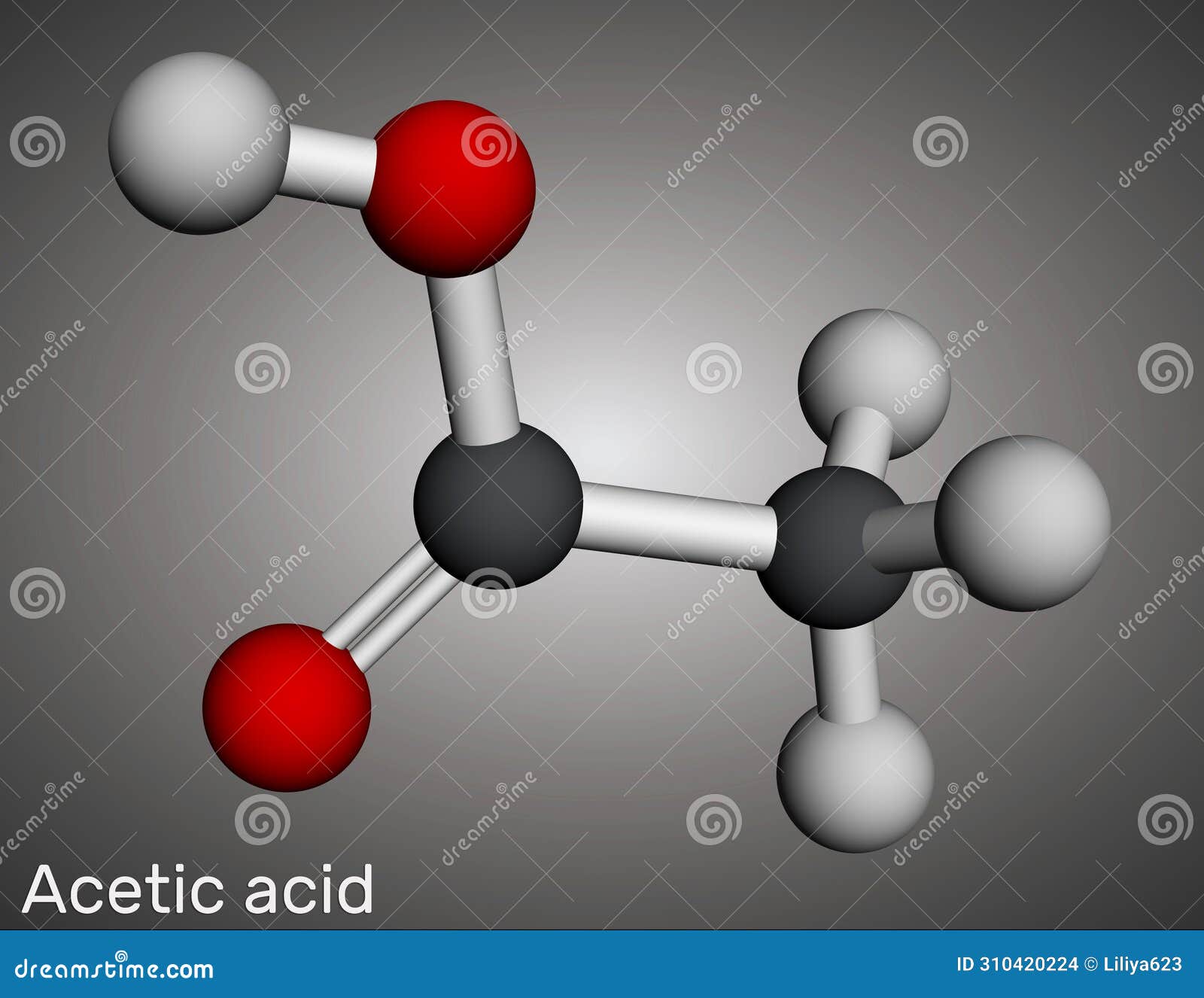 Acetic Acid, Ethanoic Acid, CH3COOH Molecule. Molecular Model Stock Illustration Illustration