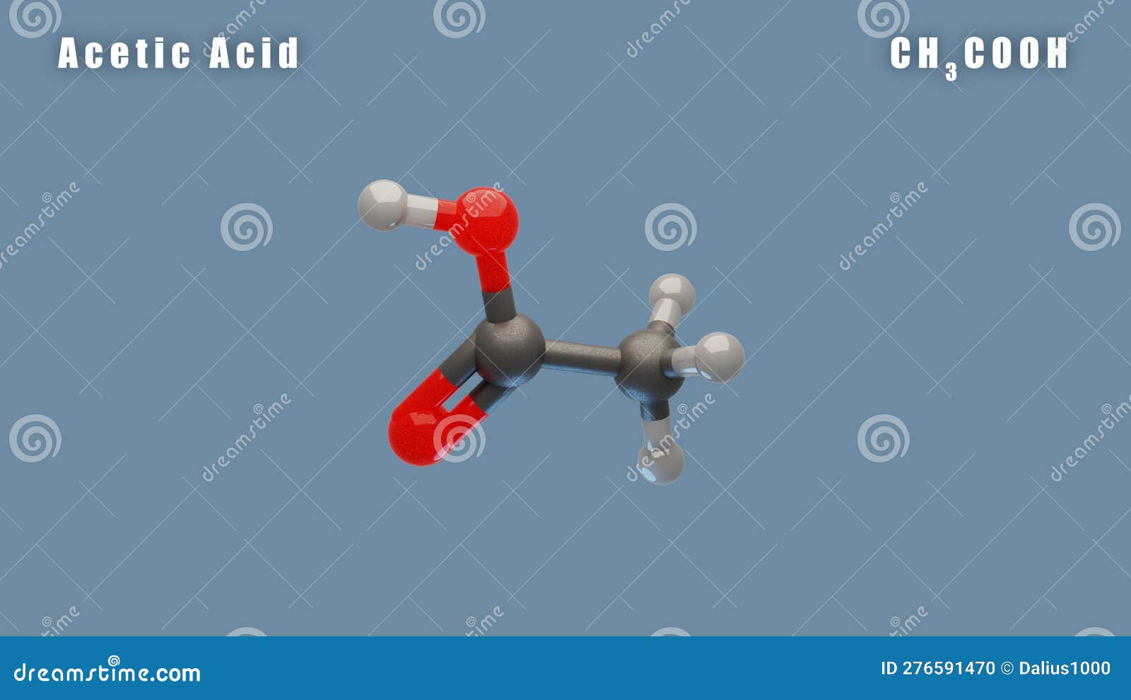 Acetic Acid Molecule of C2H4O2 3D Conformer Render. Food Additive E260 ...