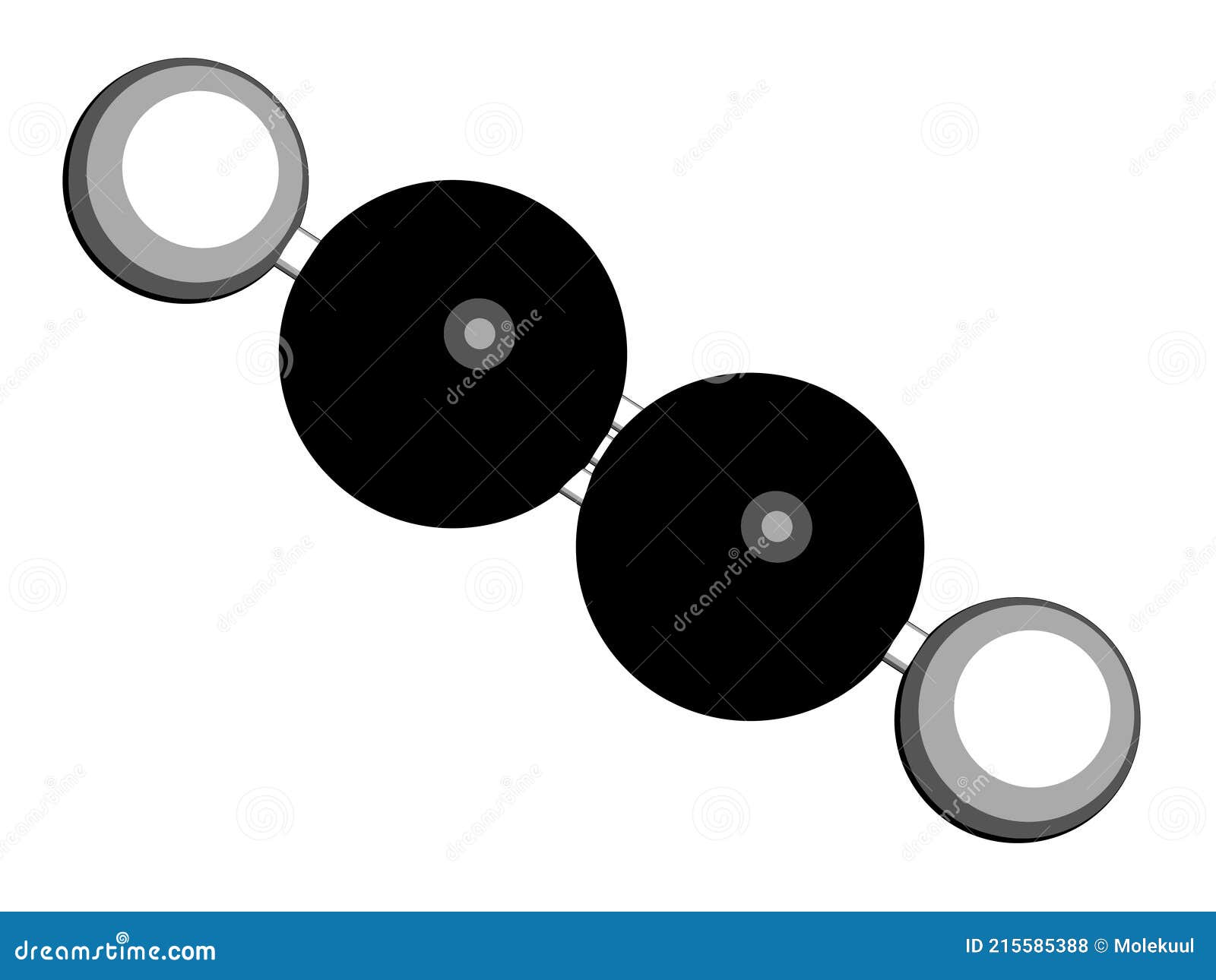 Acetylene Ethyne Molecule. Used in Oxy-acetylene Welding. 3D Rendering