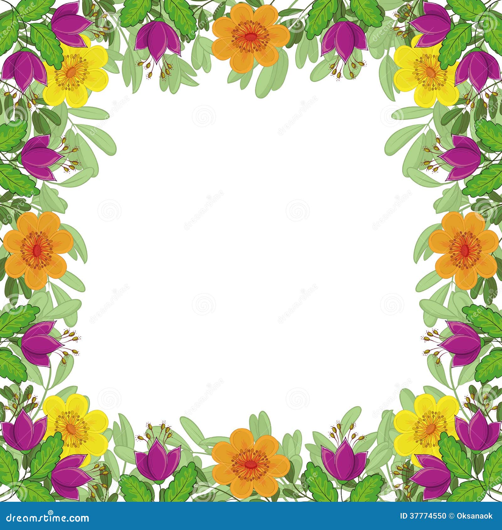 Achtergrond, Kader Van Bloemen Vector Illustratie - Illustration Of Kader, Blad: 37774550