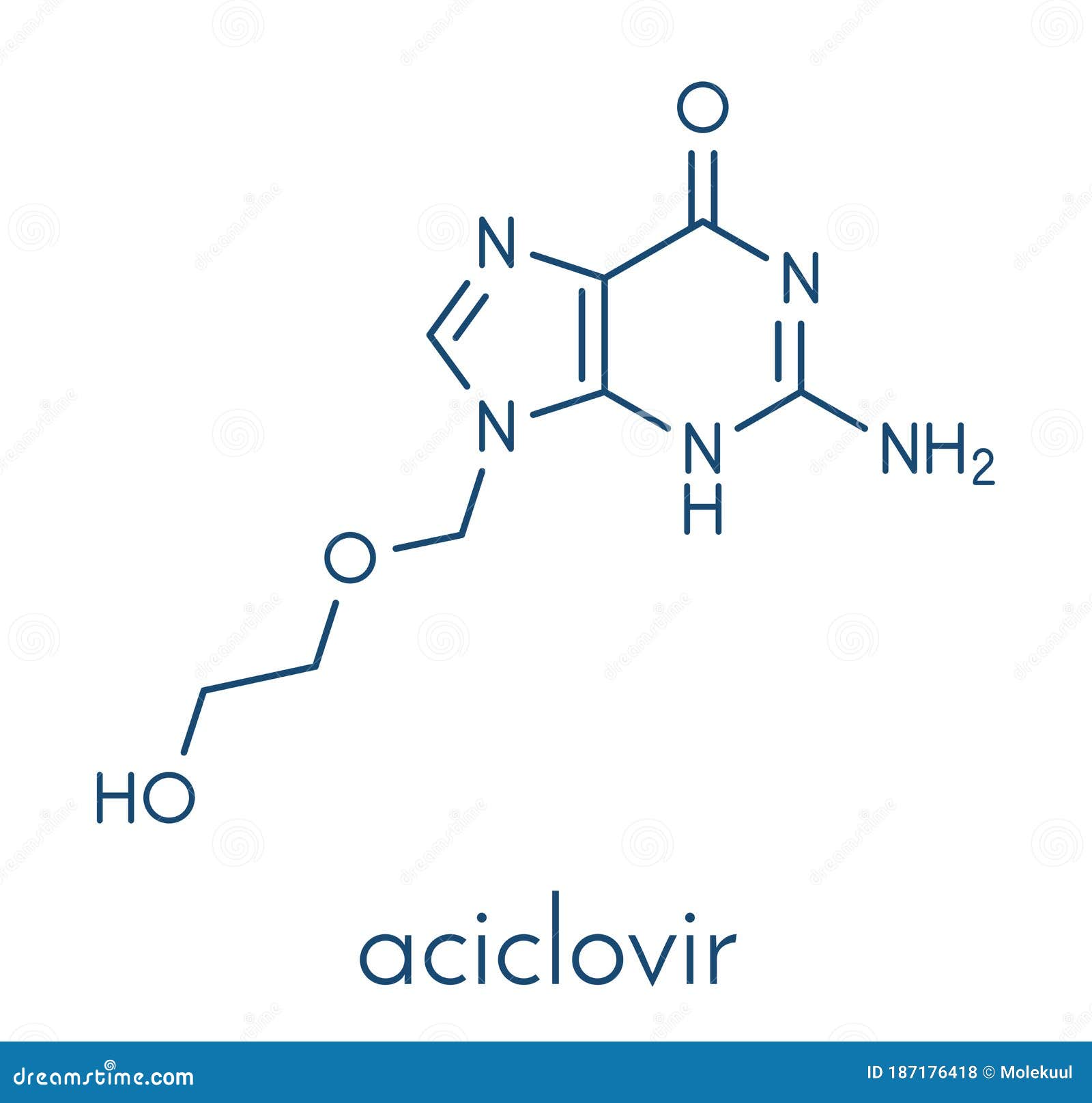 Aciclovir Acyclovir Antivirale Molecola. Utilizzati Nel Trattamento Del  Virus Herpes Simplex Virus Erpes Herpes Zoster Shfuoco. Illustrazione  Vettoriale - Illustrazione di atomi, molecola: 187176418