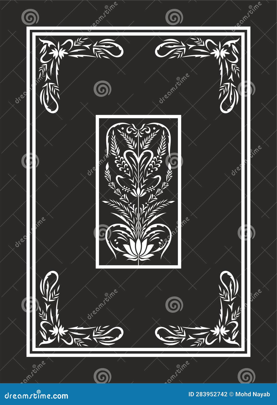 Acid Etching Glass Floral Corner Design Vector Stock Vector