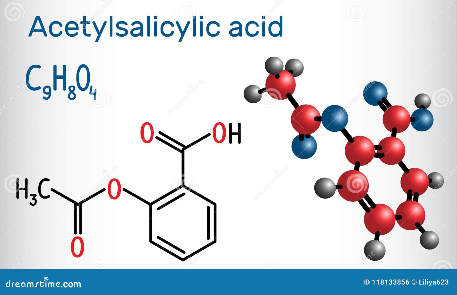 Acide Acétylsalicylique Aspirin, Molécule D'asa Chemica Structurel Illustration de Vecteur - Illustration du chimique, structurel: 118133856