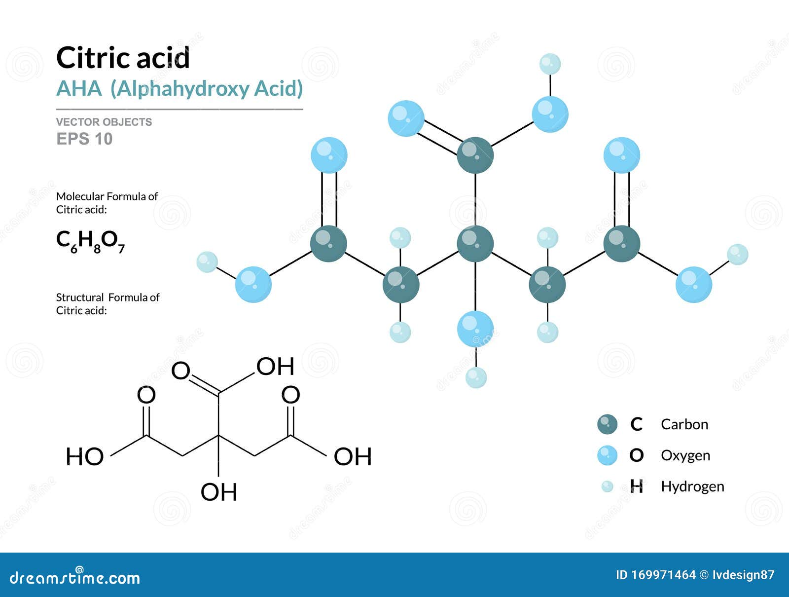 Acido Citrico AHA Acido Alphaidrossi Formula Chimica Strutturale E
