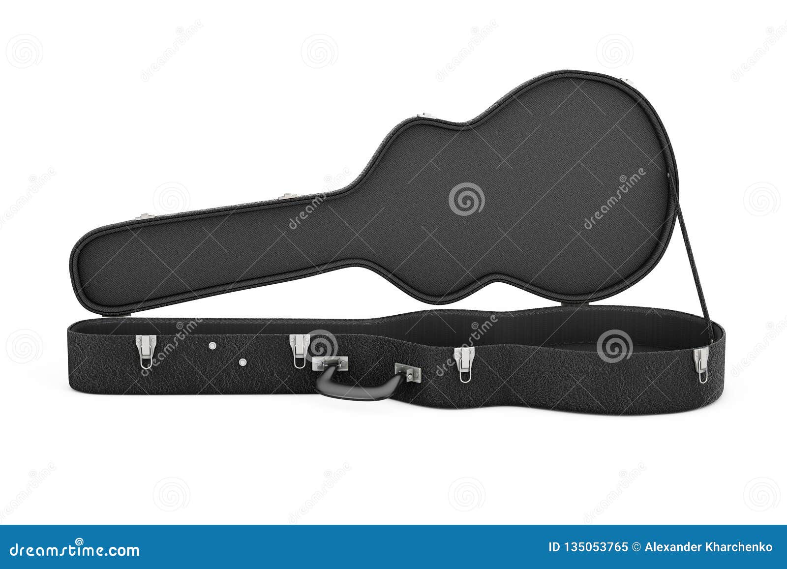 Acoustic Guitar Black Leather Hard Case. 3d Rendering Stock Illustration Illustration of