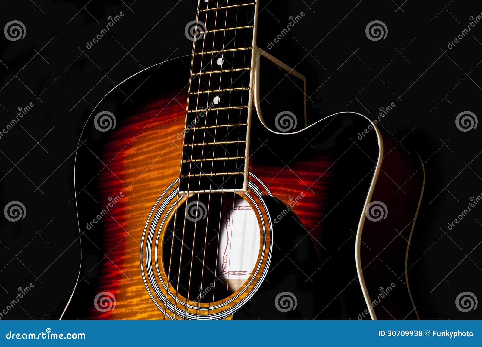 Acoustic guitar body stock photo. Image of closeup, musical 30709938