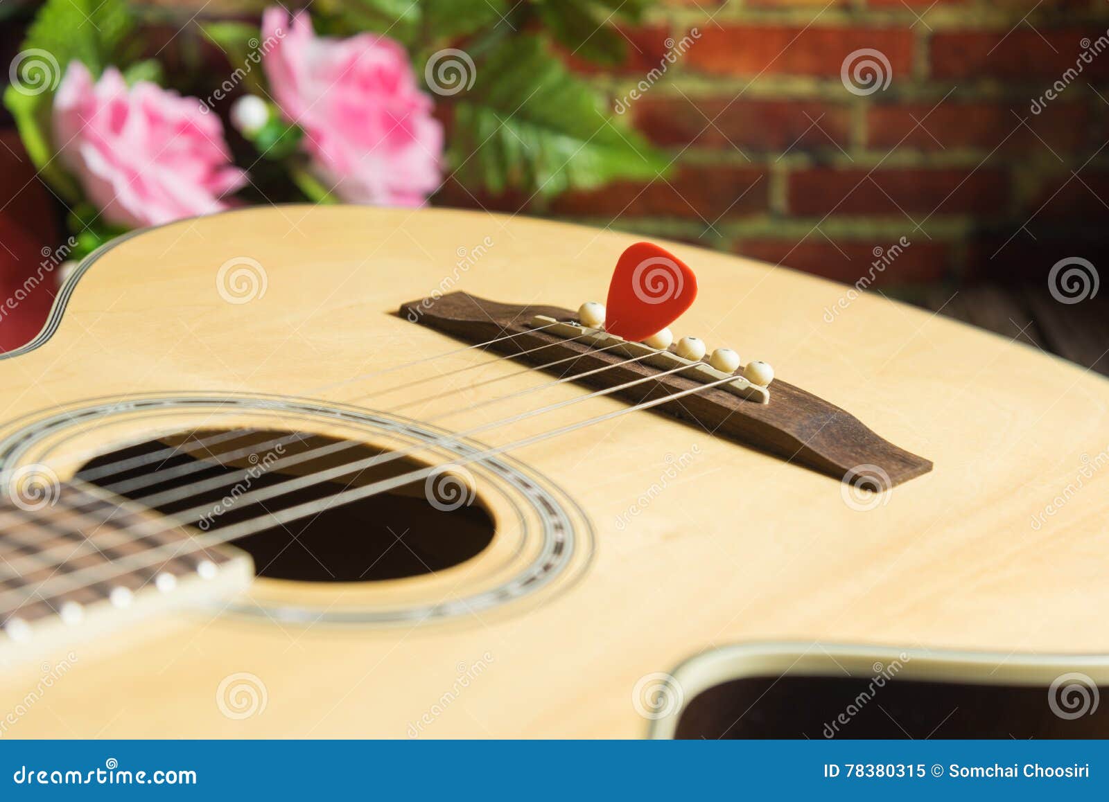 Acoustic guitar stock image. Image of music, shallow 78380315