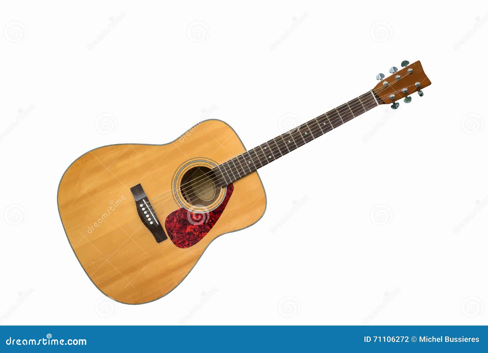 Acoustic Guitar Front View On Blue Gradient Background 3d RoyaltyFree