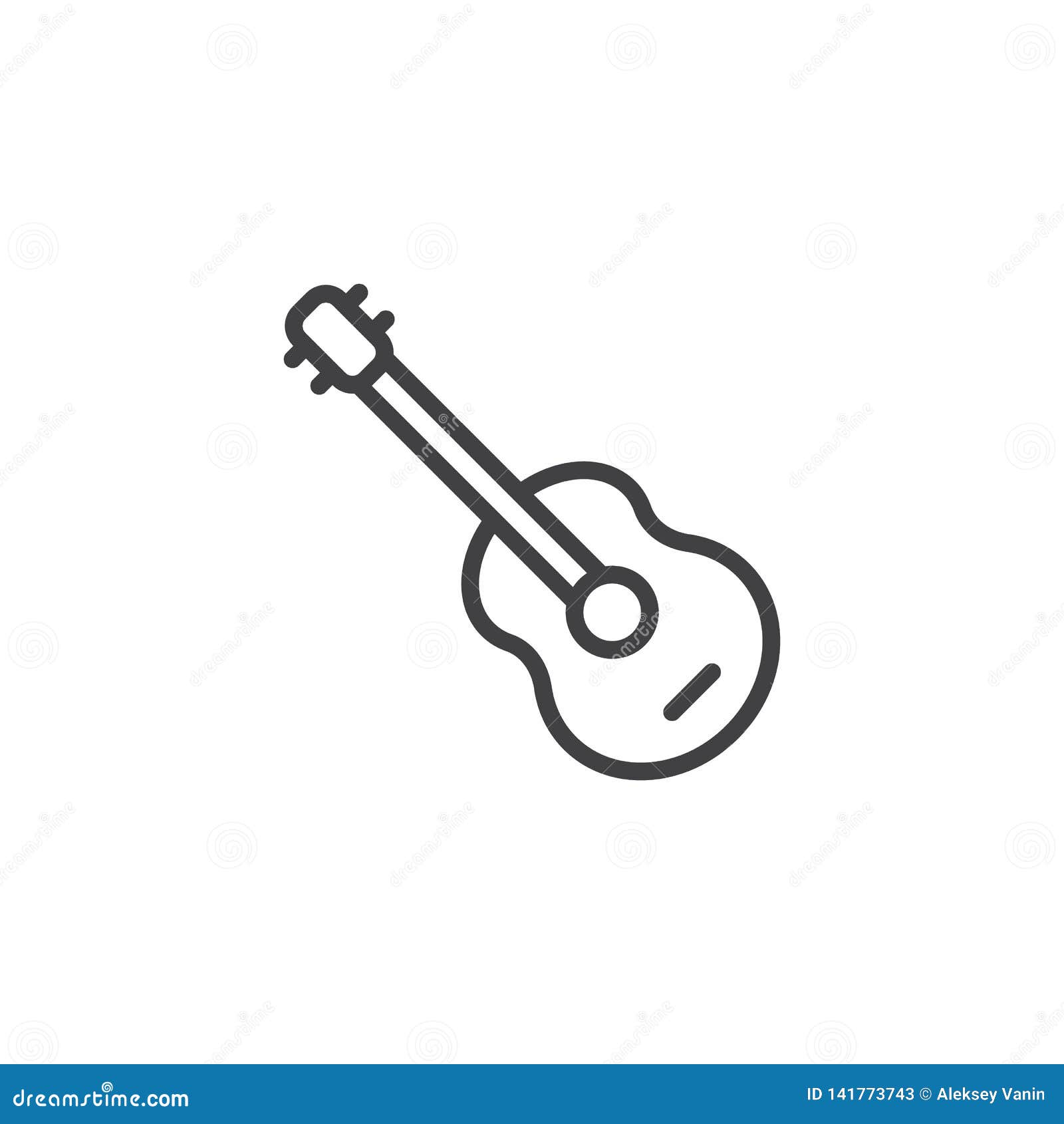 Acoustic guitar line icon stock vector. Illustration of jazz - 141773743