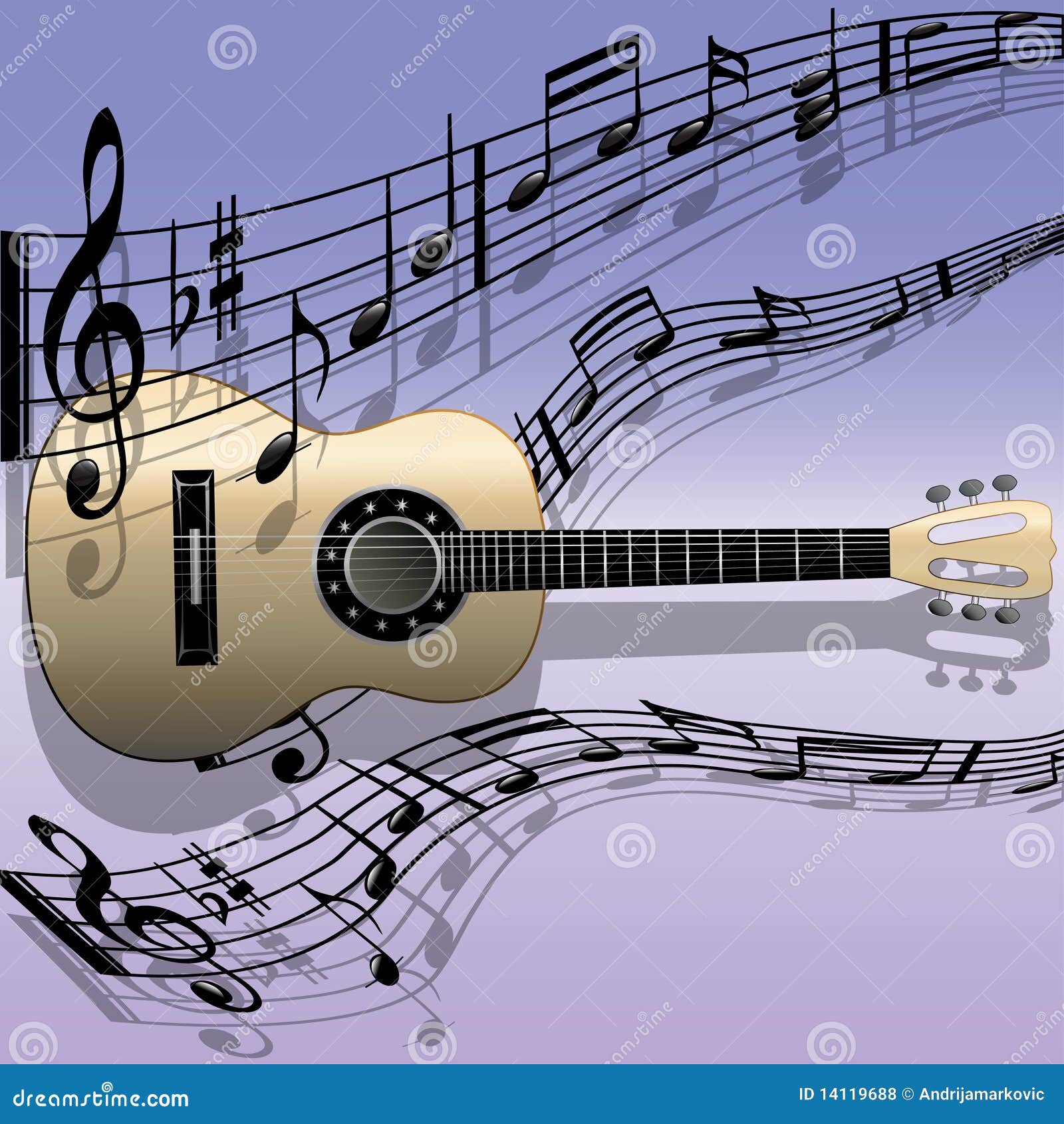 Acoustic Guitar Melody Stock Vector Illustration Of Song 14119688
