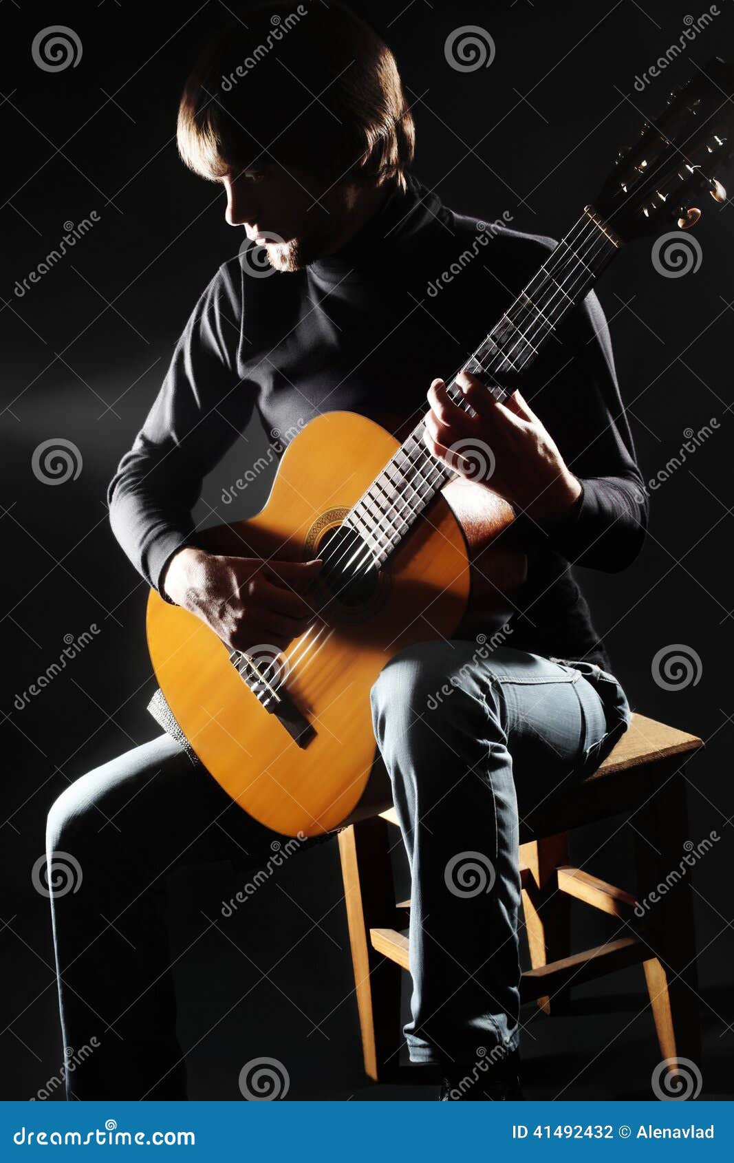 Acoustic Guitar Player on the Concert Stock Photo - Image of black