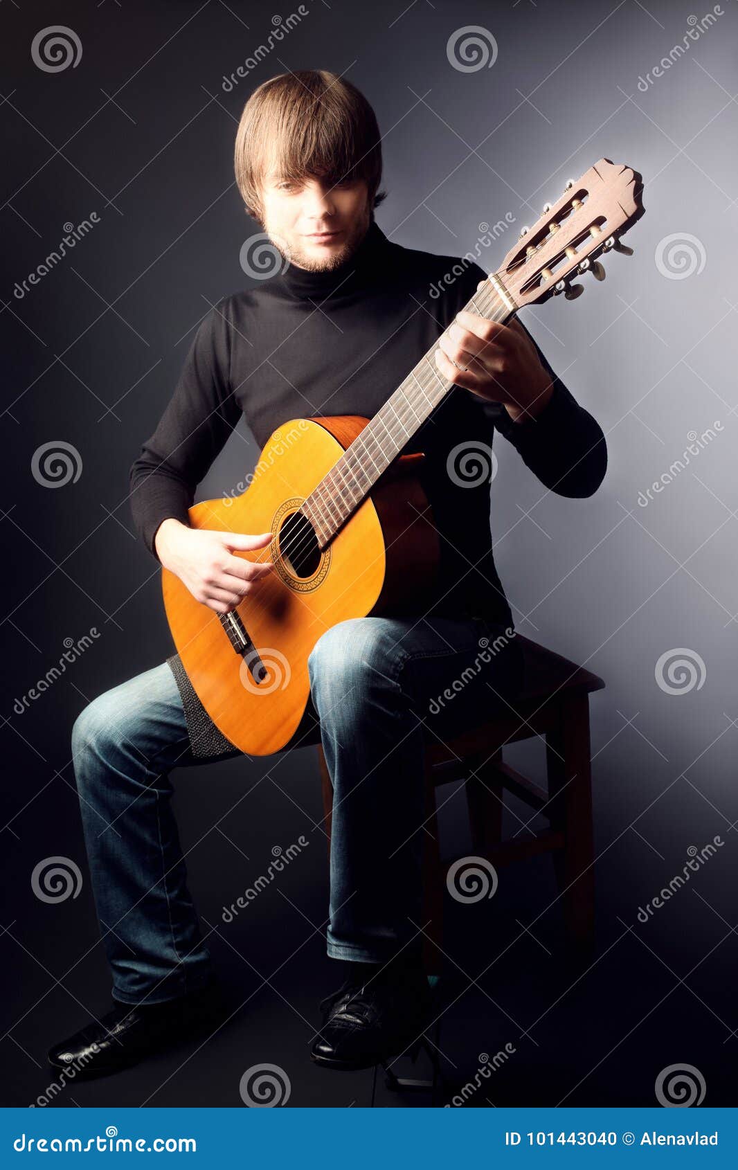 Acoustic Guitar Player Guitarist Playing Classical Guitar Stock Photo