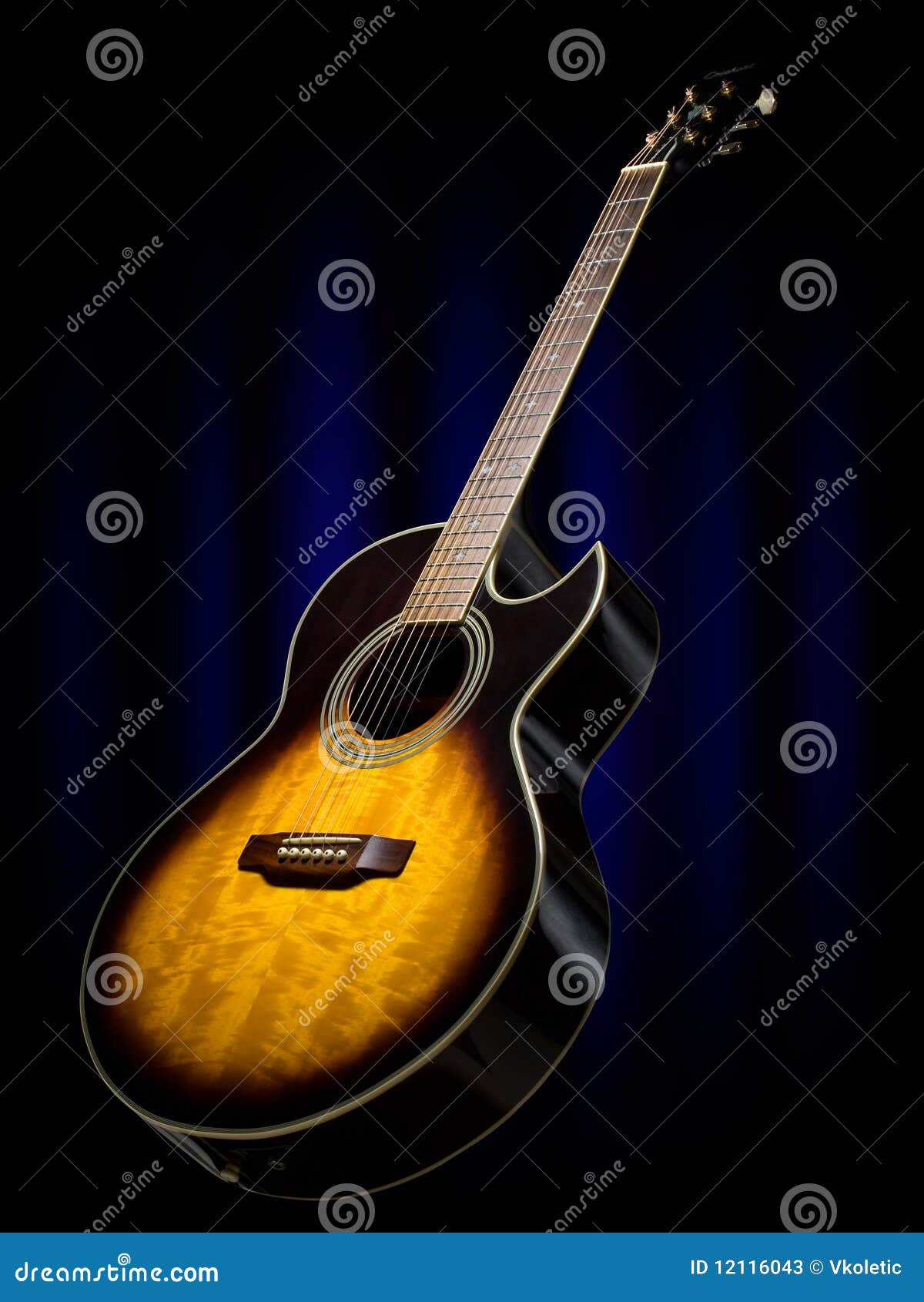 Acoustic Guitar on the Stage Stock Image Image of dark, country 12116043