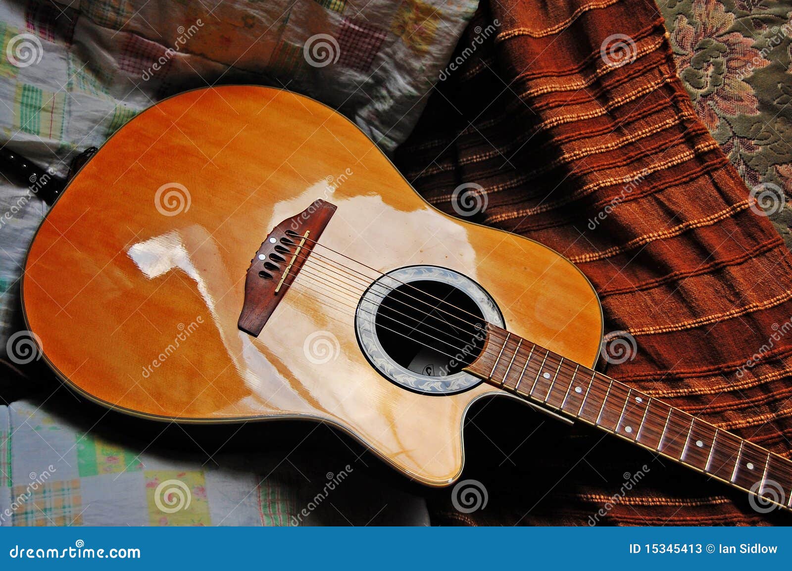 Acoustic Guitar Still Life Stock Image Image of light