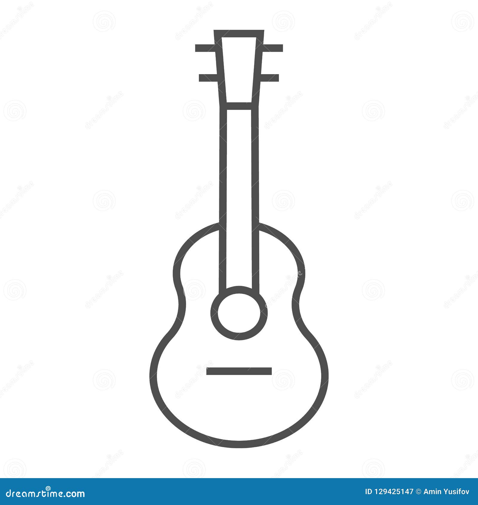 Acoustic Guitar Thin Line Icon, Music and String, Instrument Sign ...