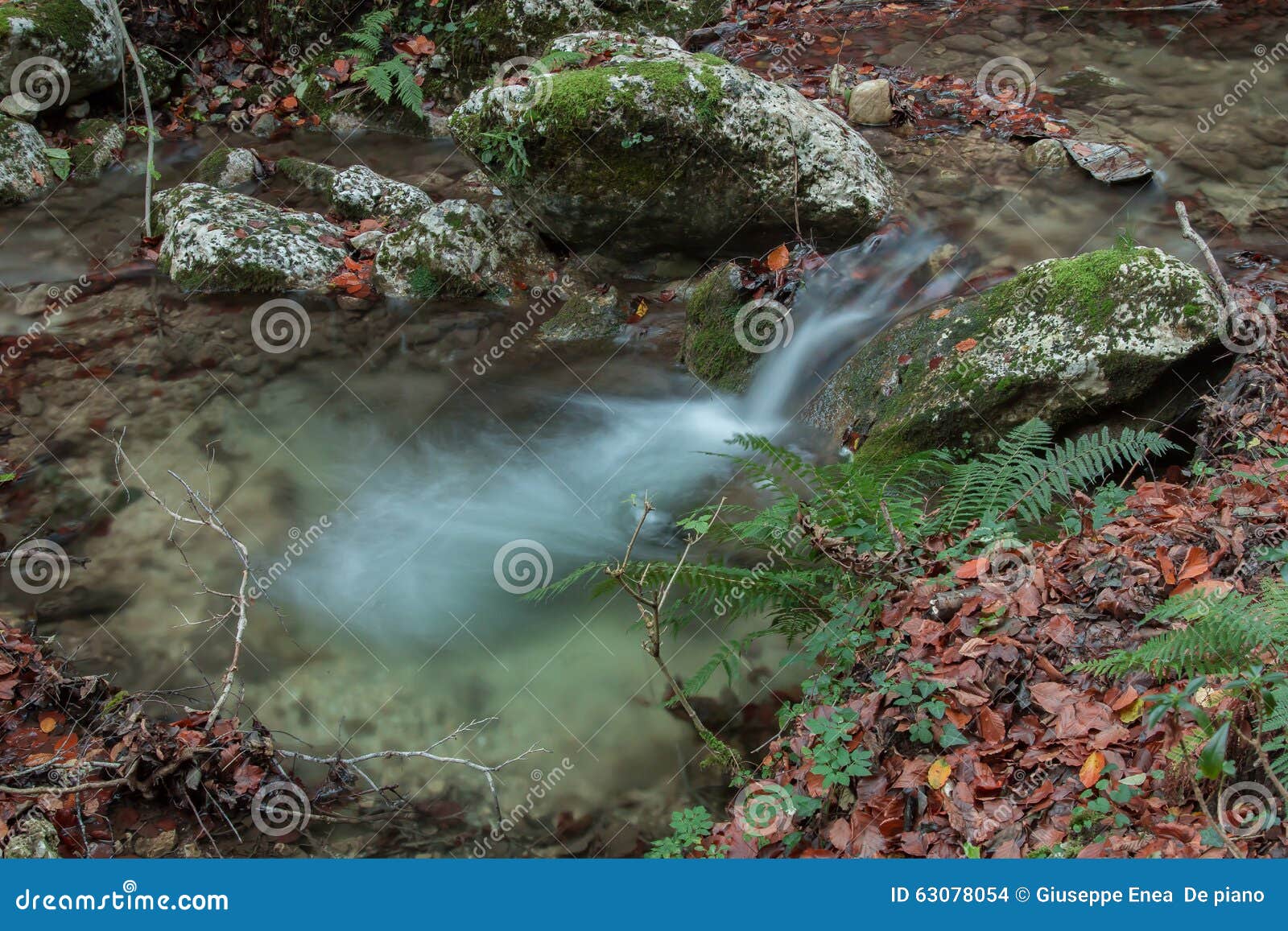 Acqua serica. Un piccolo allungamento della corrente che passa le rocce con un serico piacevole