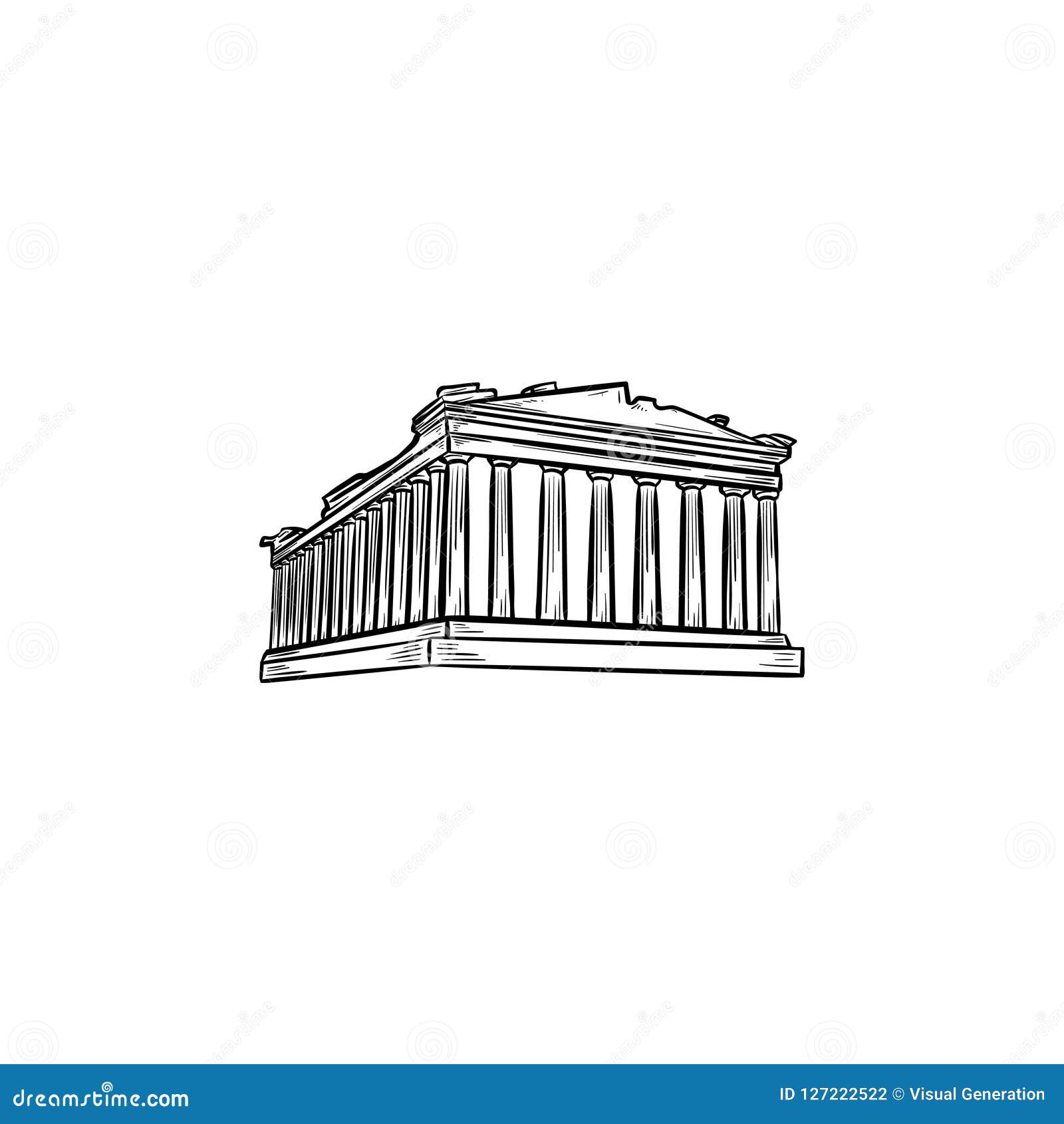 acropolis in athens hand drawn outline doodle icon.