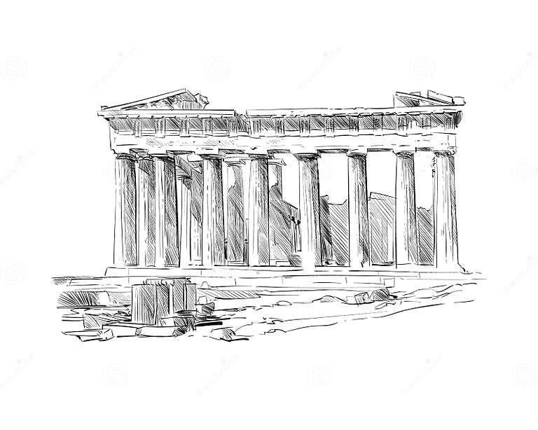 Acropolis of Athens. the Parthenon. Athens. Greece. Hand Drawn Sketch ...