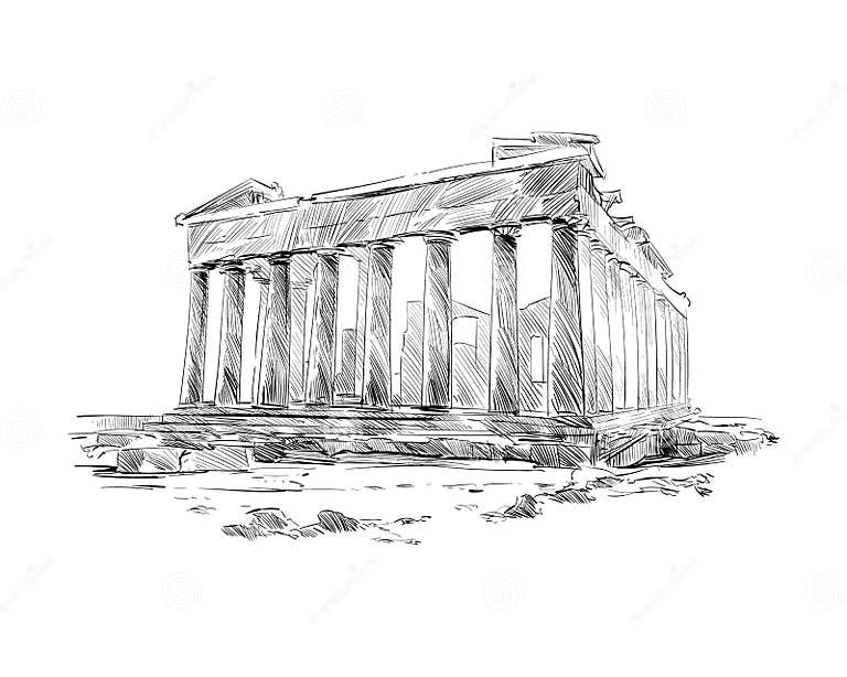 Acropolis of Athens. the Parthenon. Athens. Greece. Hand Drawn Sketch ...