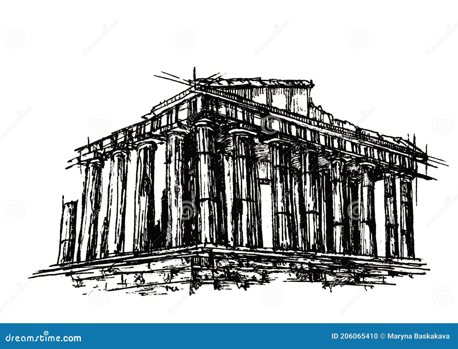 1863 ARCHITECTURE PRINT - Athens Temple of Minerva Poliade Acropolis 12