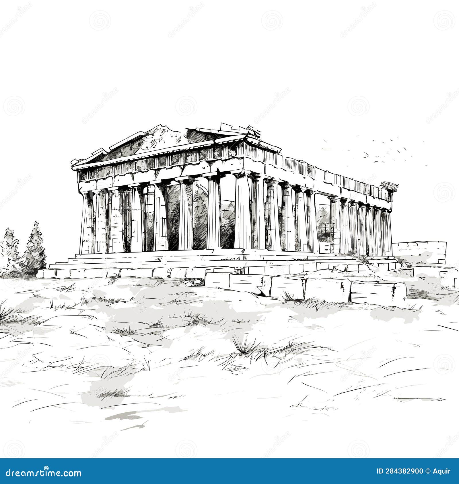 Acropolis Hand-drawn Comic Illustration. Acropolis. Vector Doodle Style ...