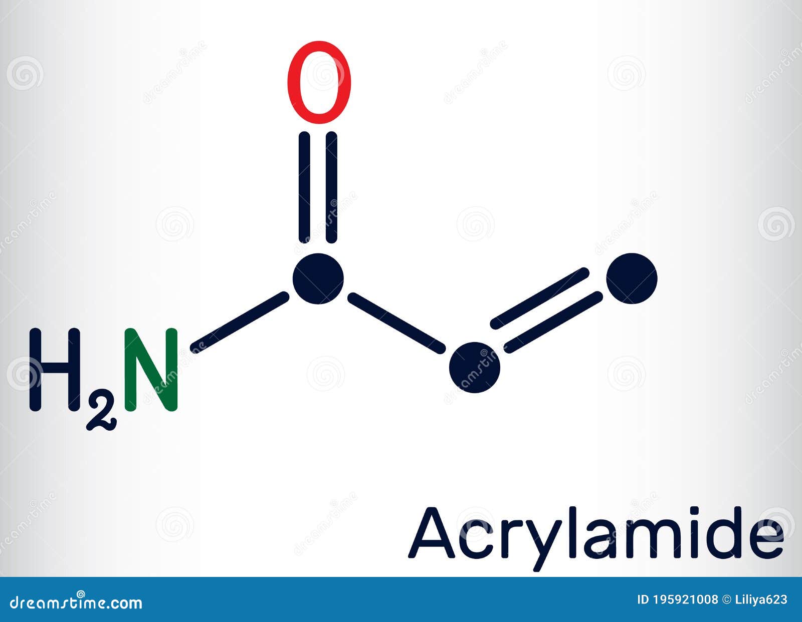 acrylamide, acr, acrylic amide molecule. it is as a precursor to polyacrylamides. skeletal chemical formula