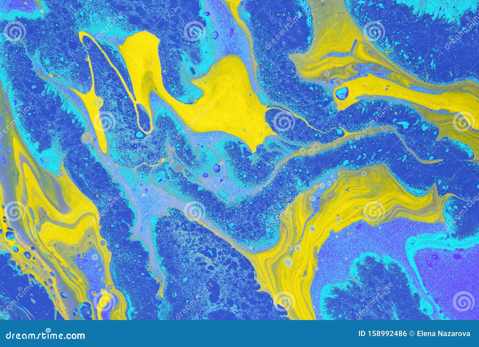 Acrylic Paint Abstract Marble Texture Fluid Waves And Curls Of Free Flowing  Blue Backgrounds