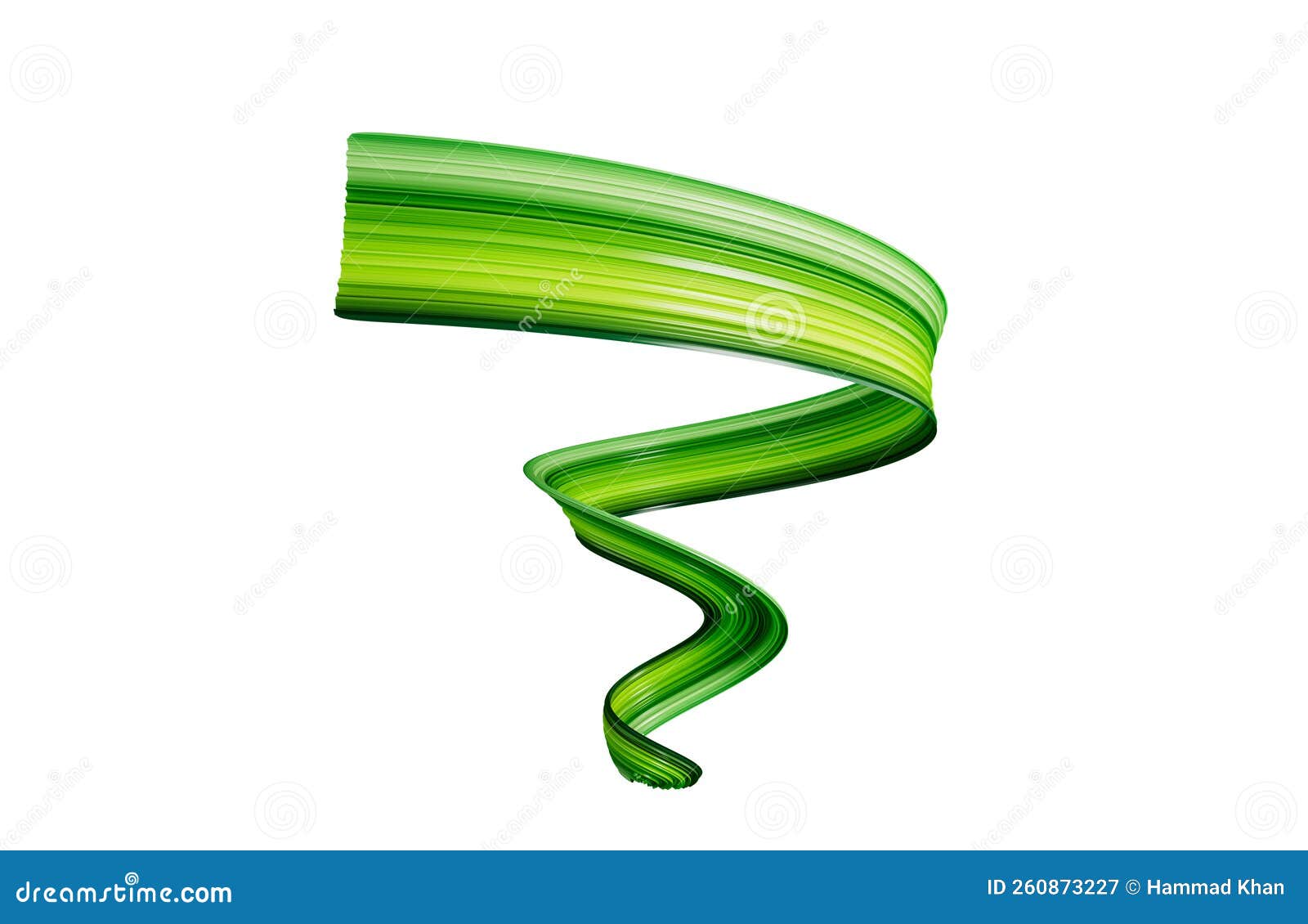 Acrylic Green Paint Brush Stroke. Spiral Gradient 3d Illustration Stock Illustration