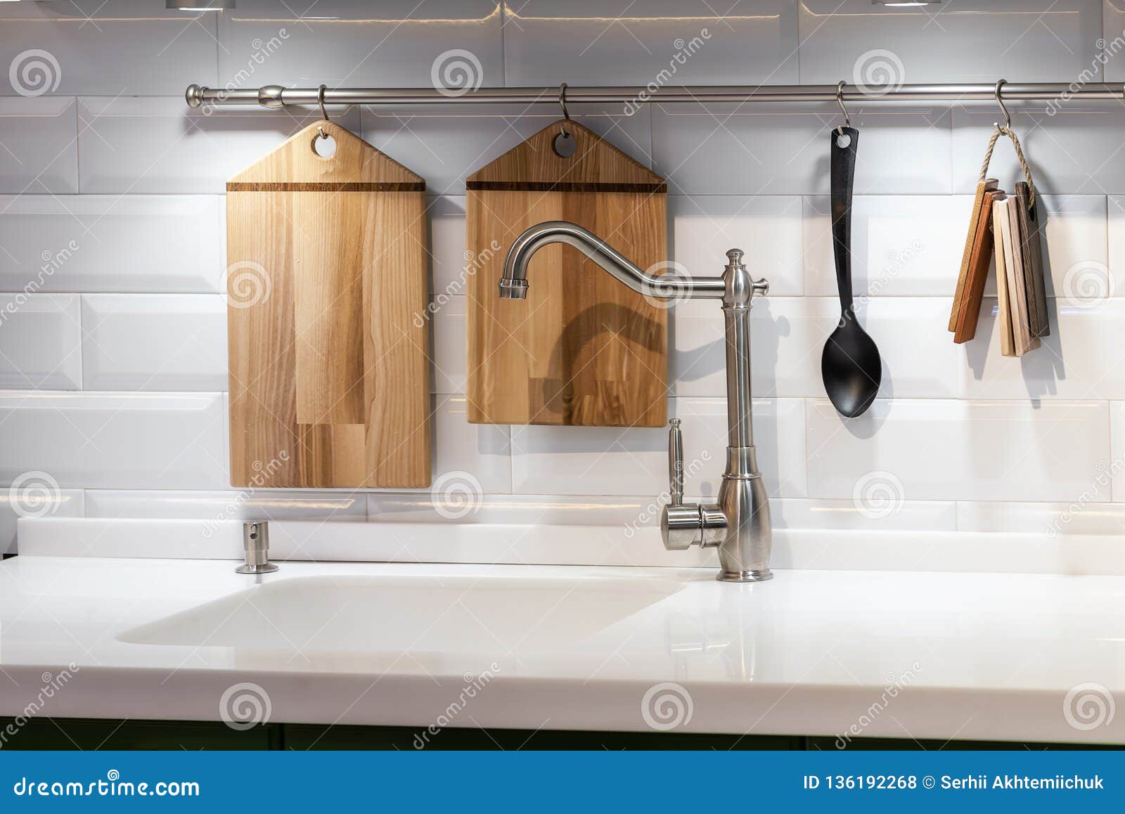 Acrylic Kitchen Sink Built Into The Countertop Stock Photo Image