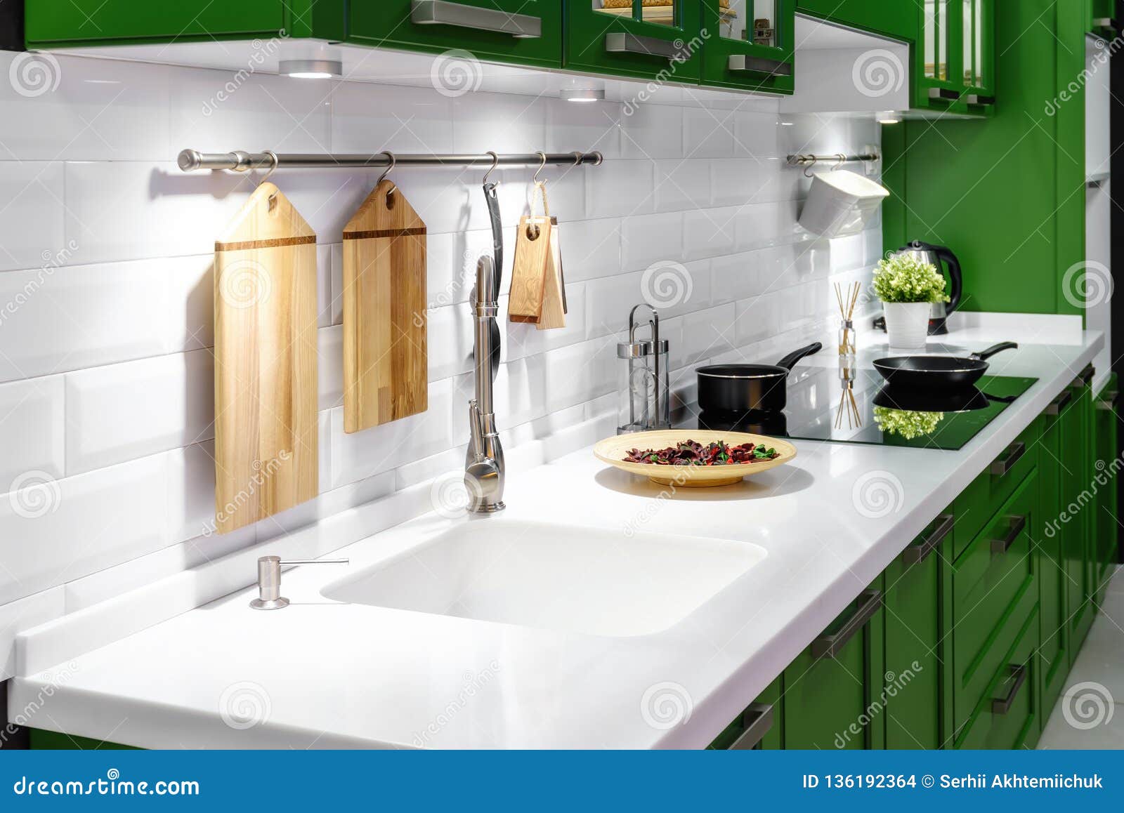 Acrylic Kitchen Sink Built Into The Countertop Stock Photo Image