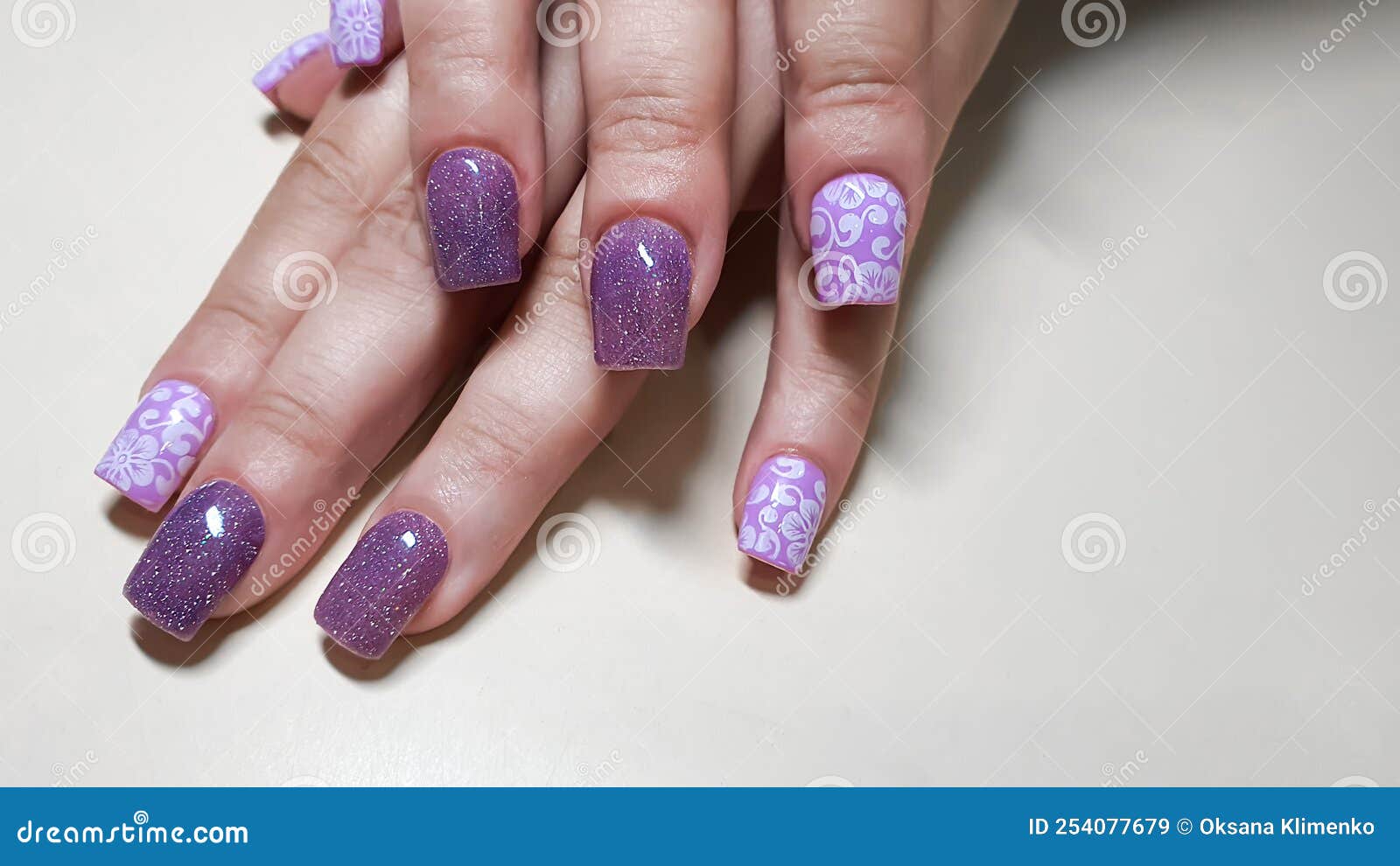Acrylic Nail Extension, Manicure, Nail Correction, Hands in the Foreground. Stock Image Image